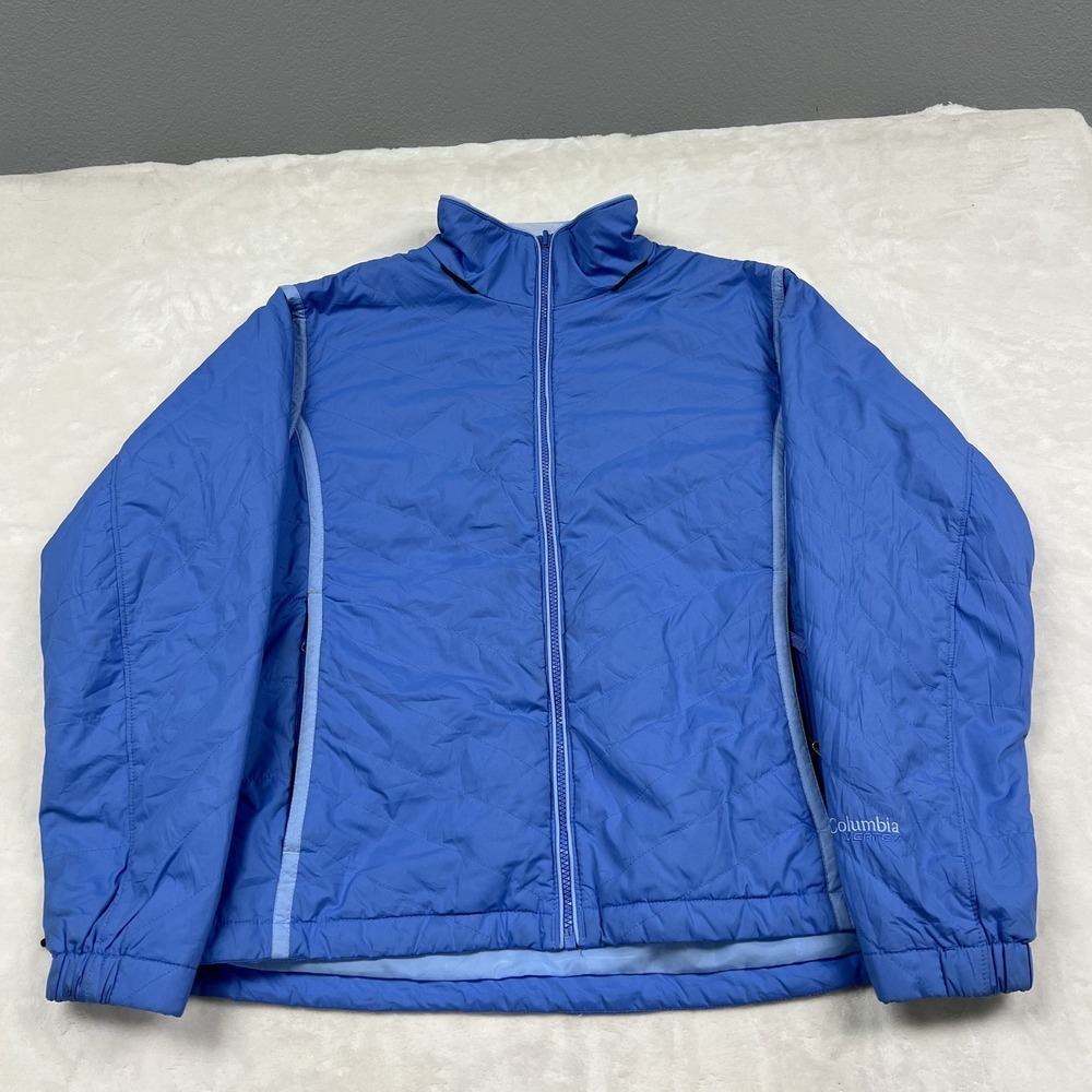 Columbia Vertex Jacket Womens XL Blue Quilted Fleece Lined Full Zip 0205 SL 7451